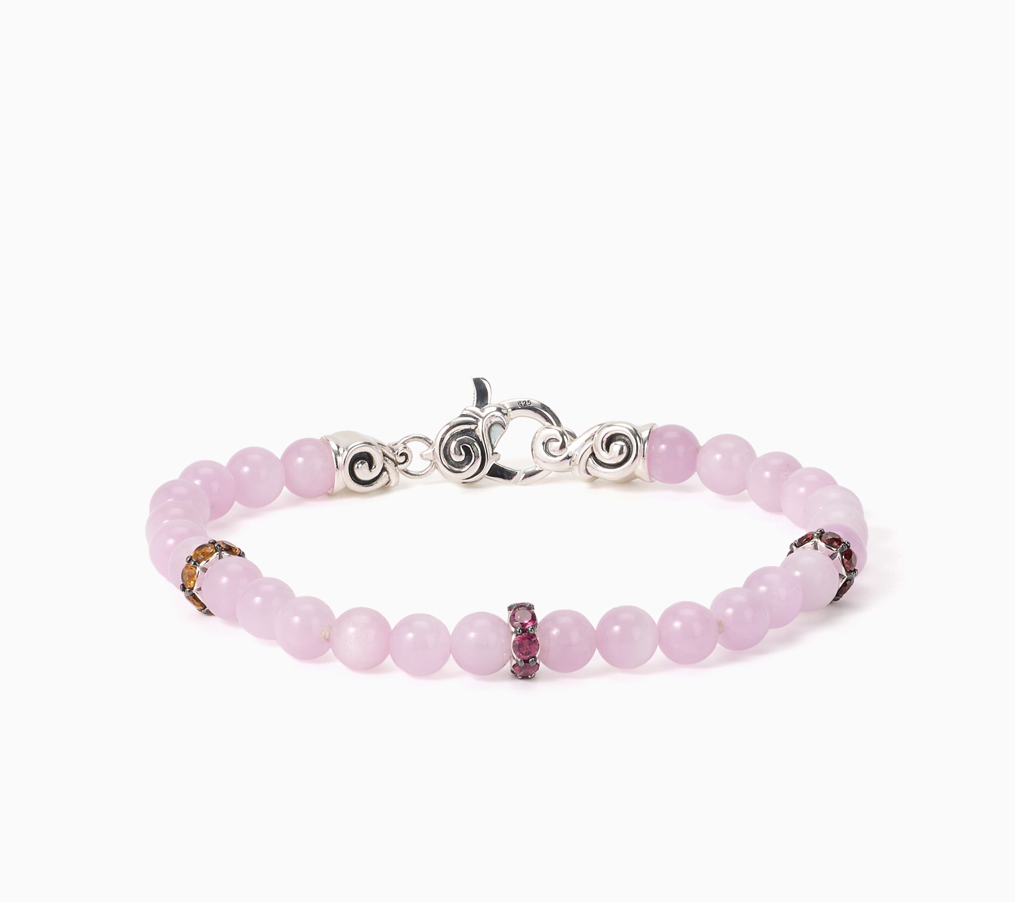 Third Person Sterling Silver Gemstone Bead & Station Bracelet