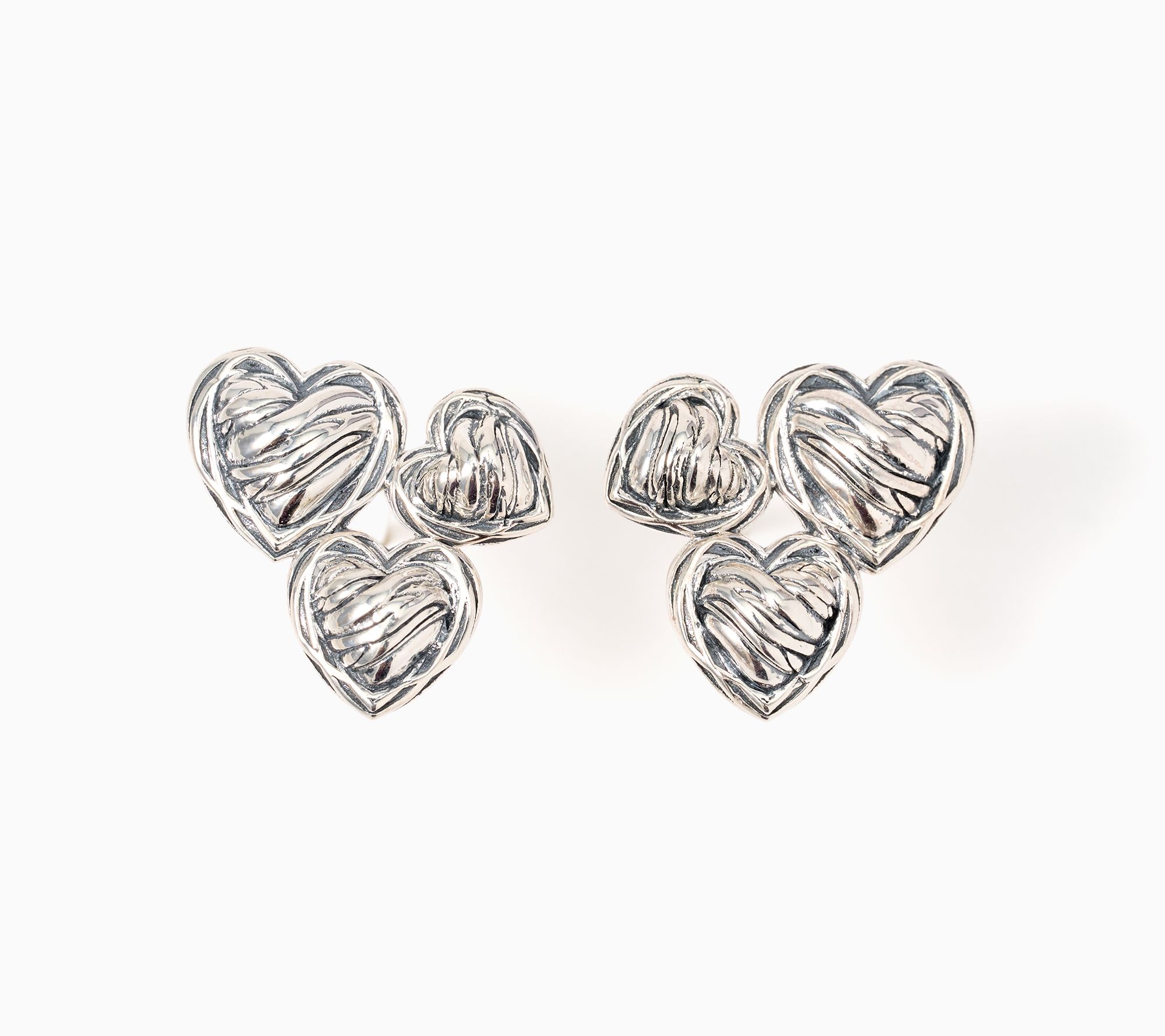 Christian James by Scott Grimes Sterling Silver Heart Cluster Earrings