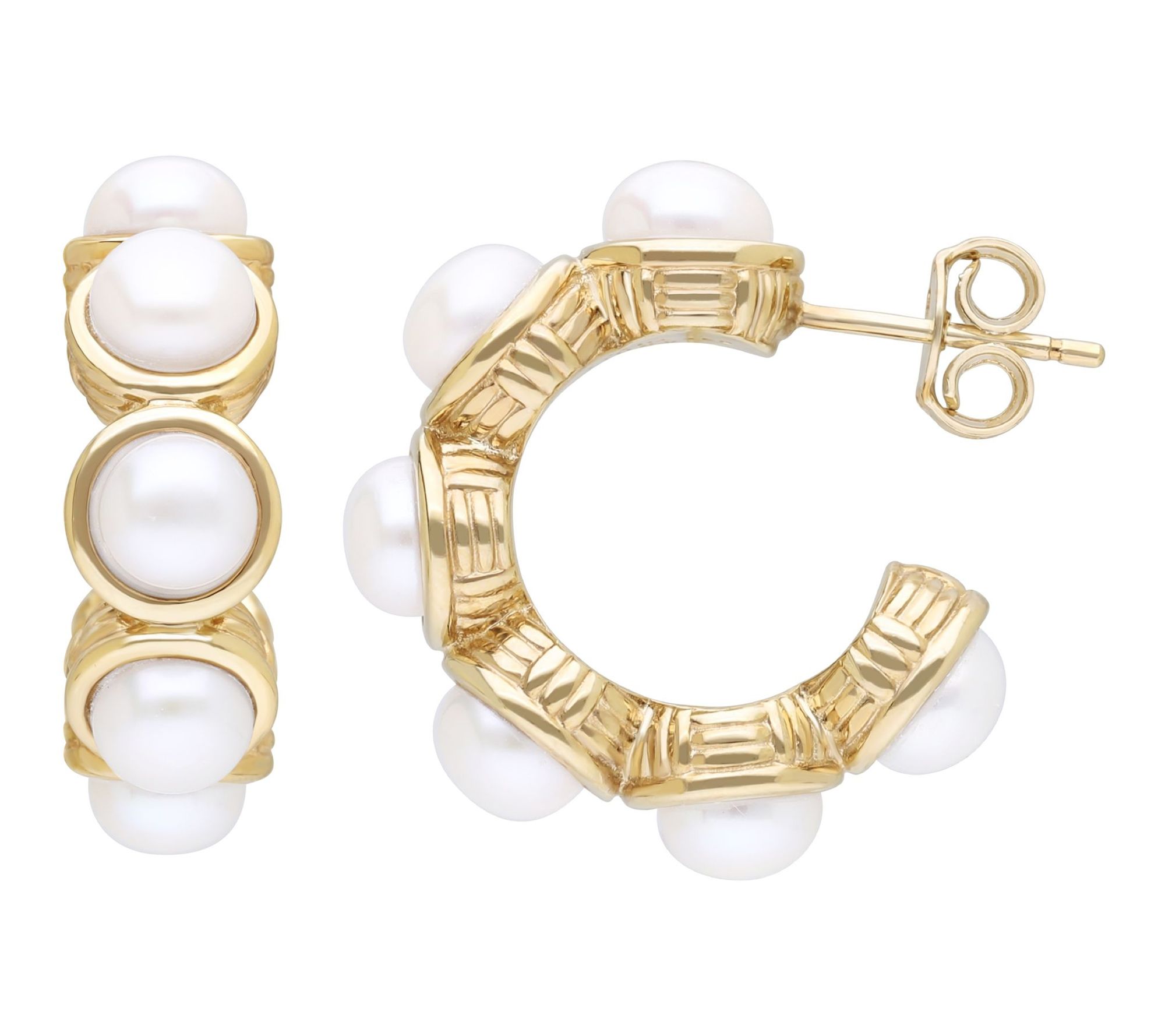 Ariva Sterling 18K Clad Pearl Cadence Hoop Earrings