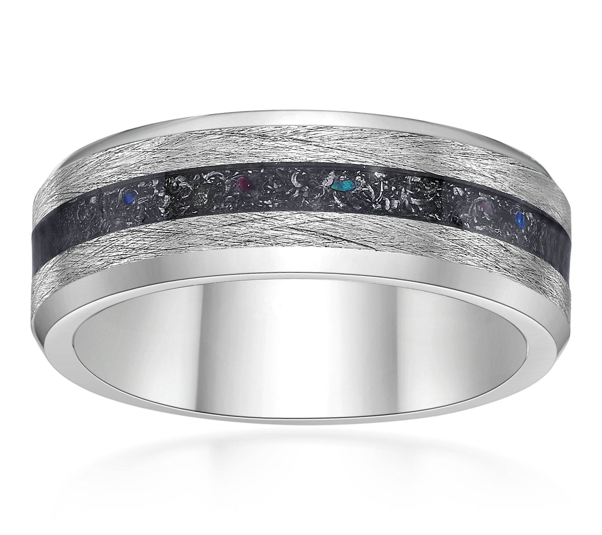 LYNX Men's Stainless Steel & Crushed Titanium Ring