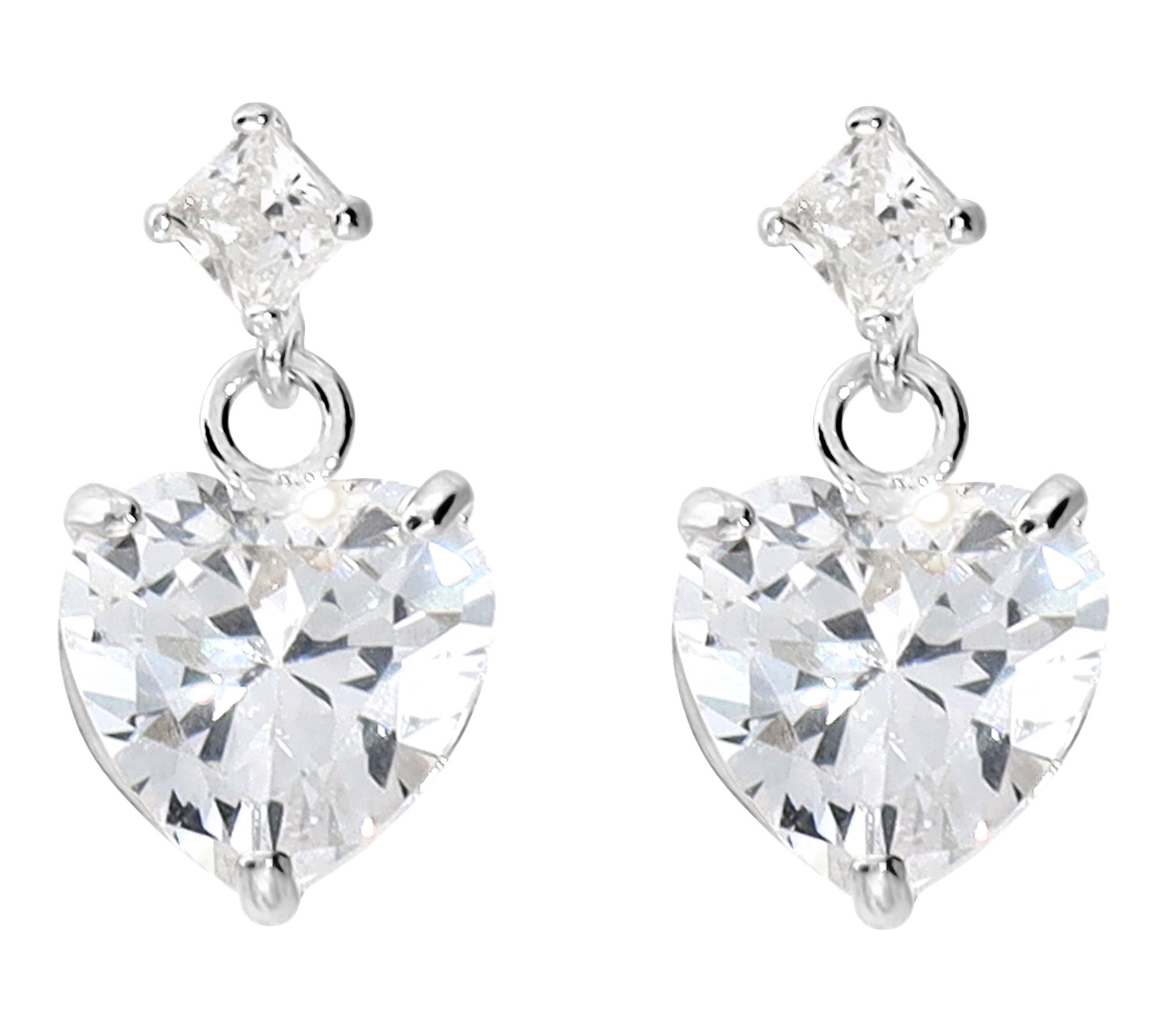 Diamonique Heart Cut Dangle Earrings, 10K Gold