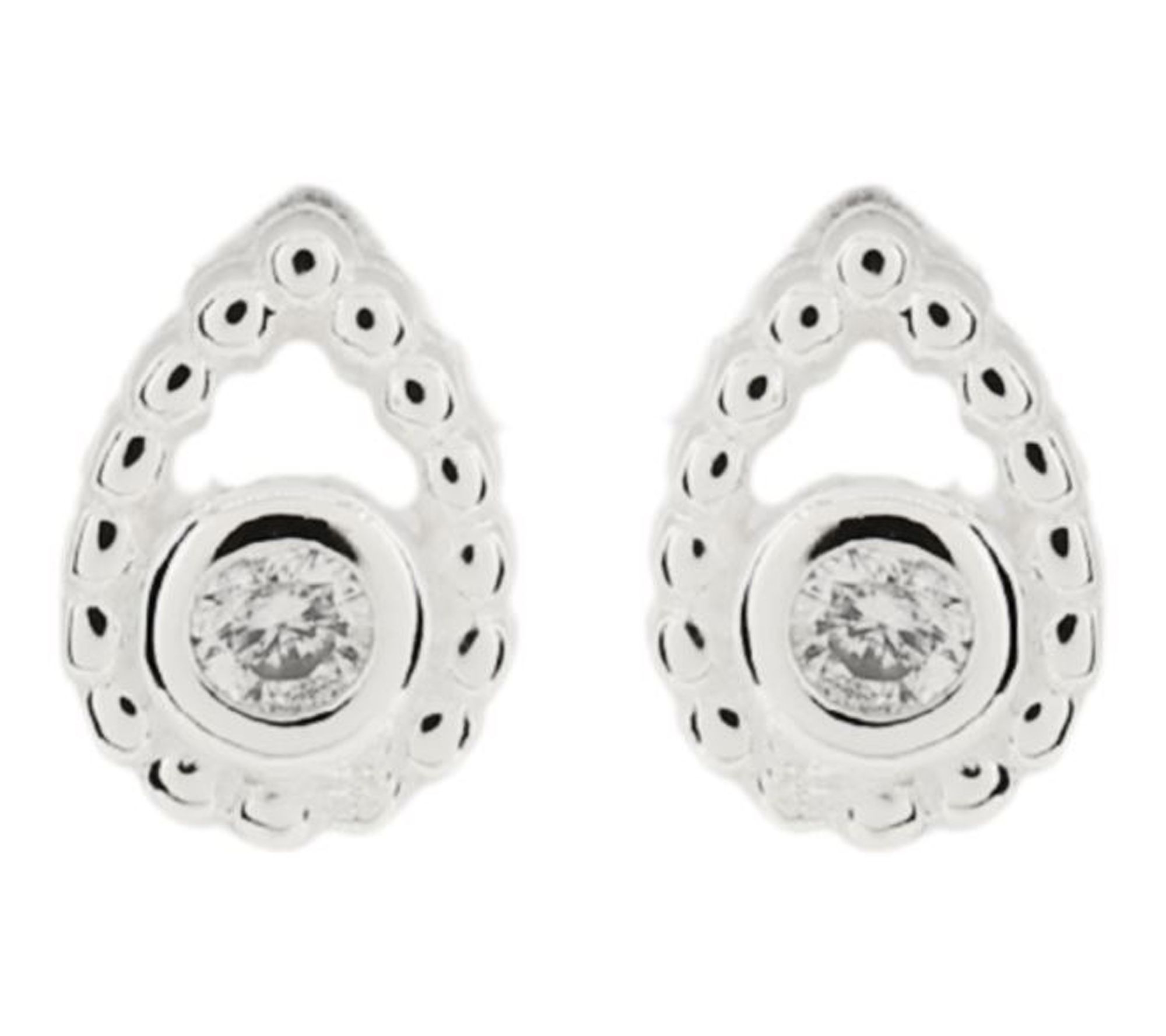 Diamonique Tear Drop Stud Earrings, Sterling Silver