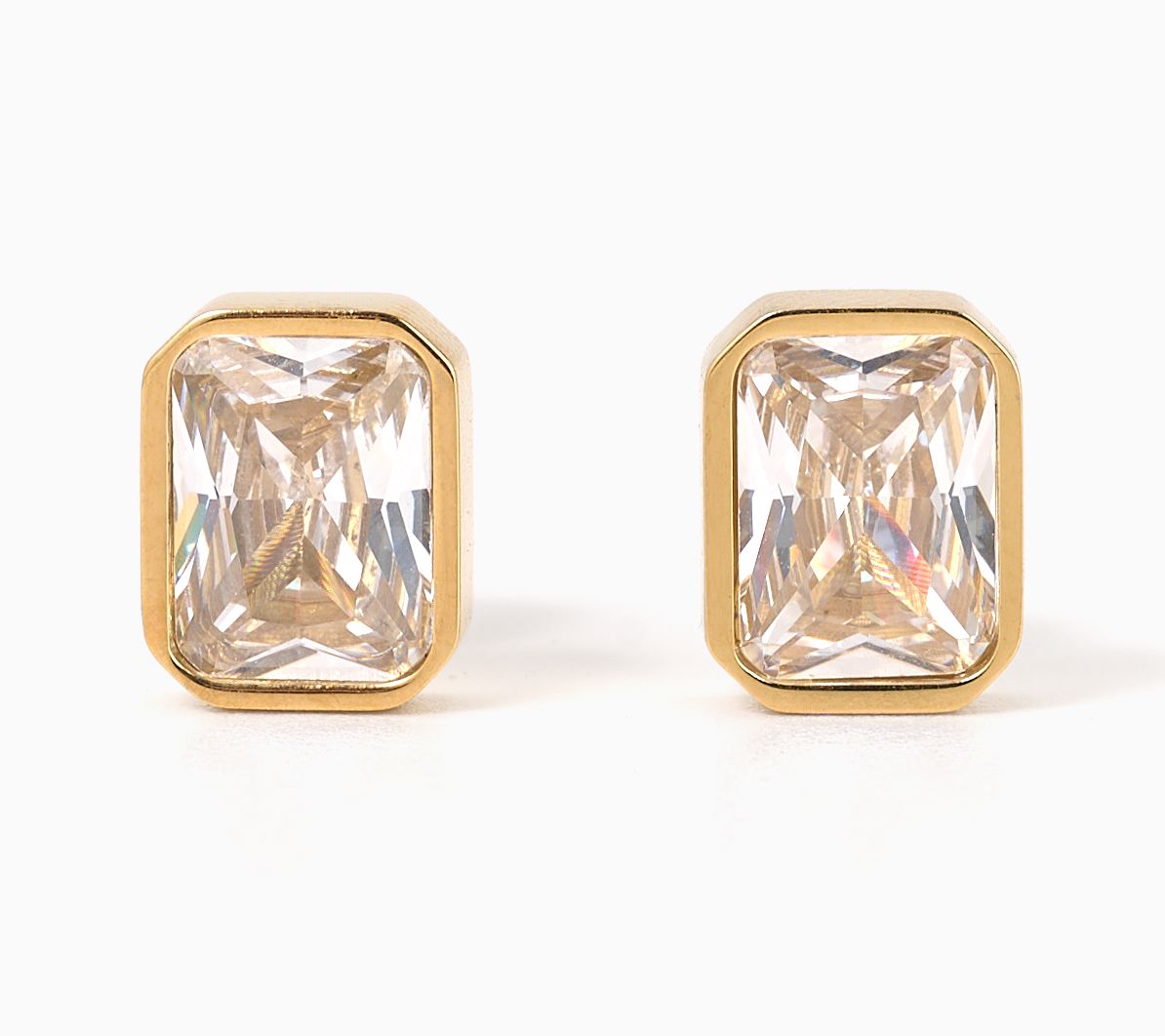 Steel by Diamonique Bezel Set Stud Earrings