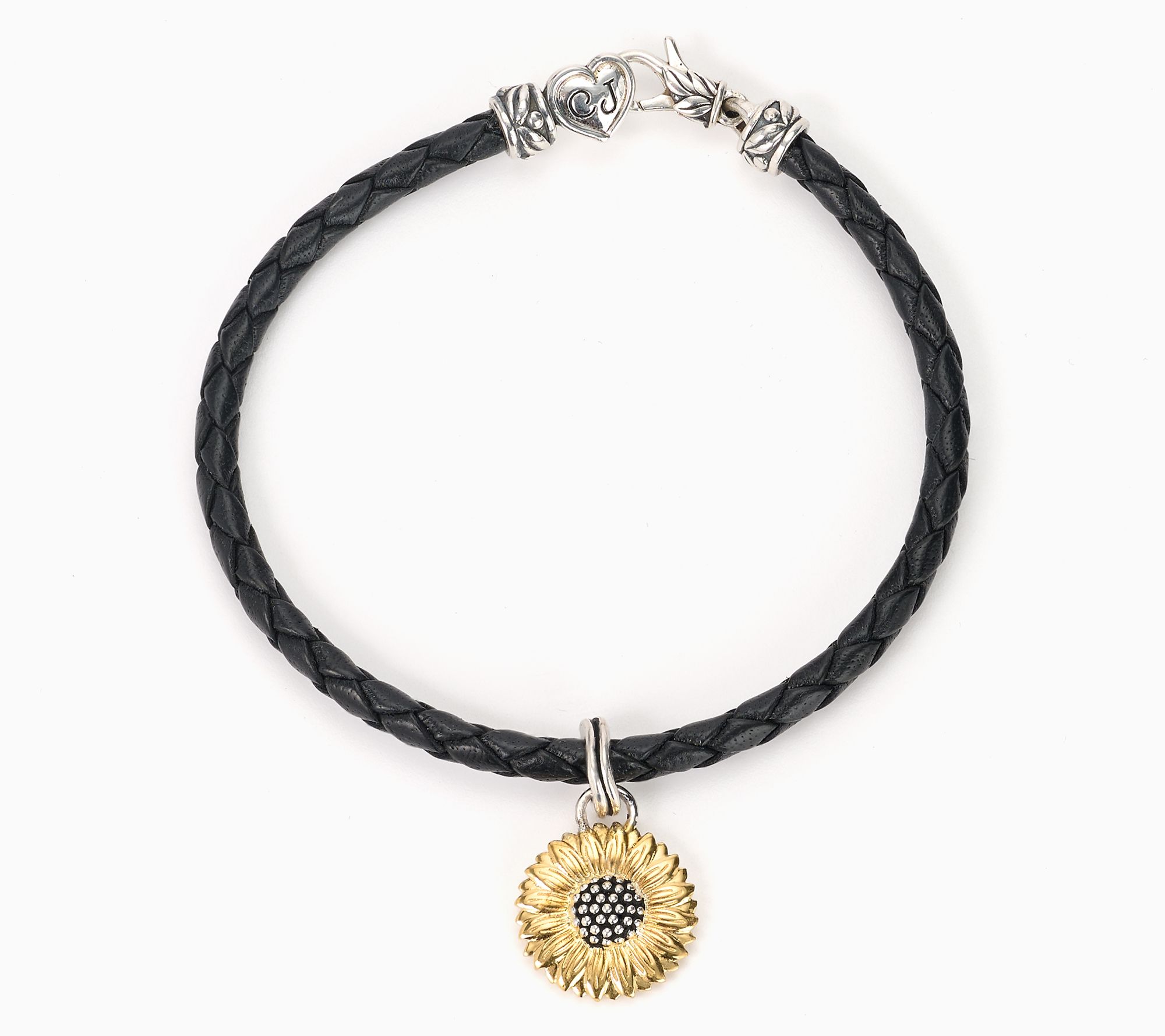 Christian James by Scott Grimes Two-Tone Sun- Flower Leather Bracelet