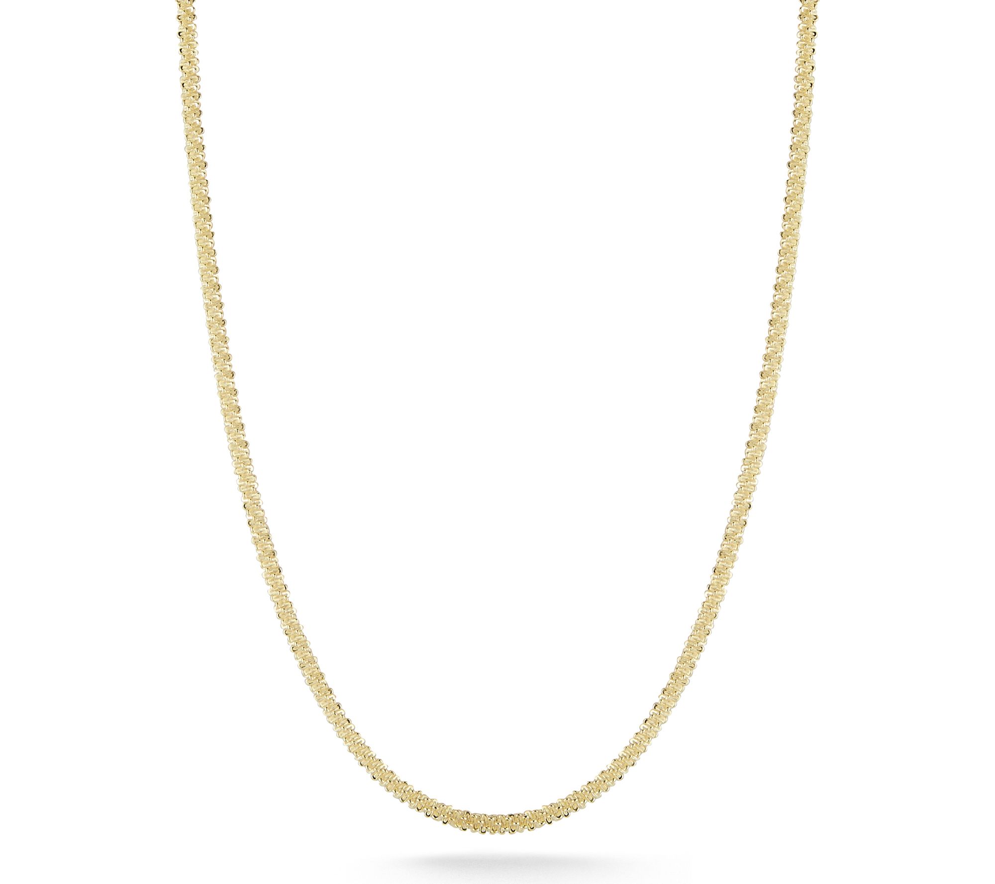 Italian Silver Brillo Chain Necklace, 18K Gold Plated
