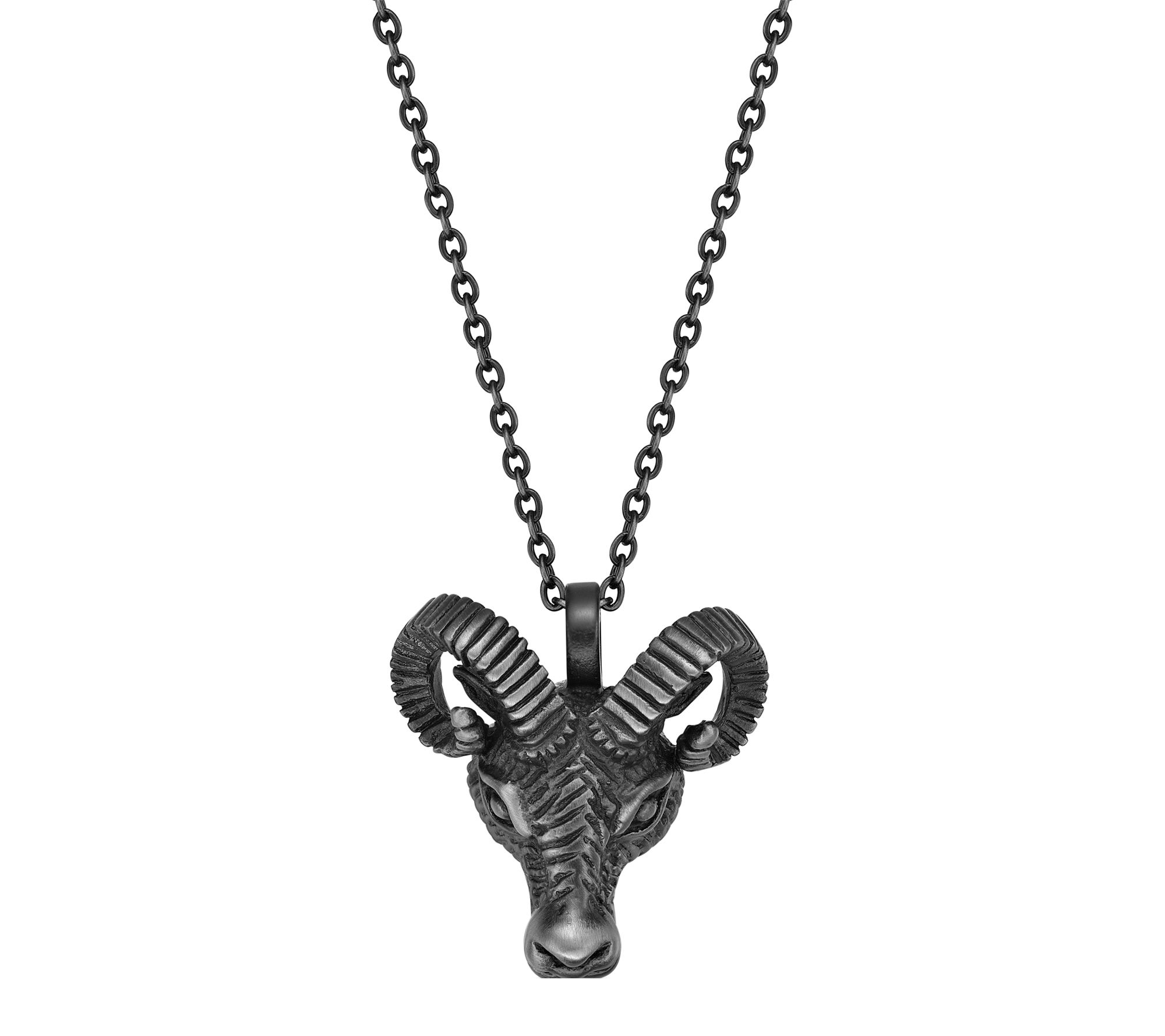 LYNX Men's Stainless Steel Matte Gray IP Ram Pendant w/