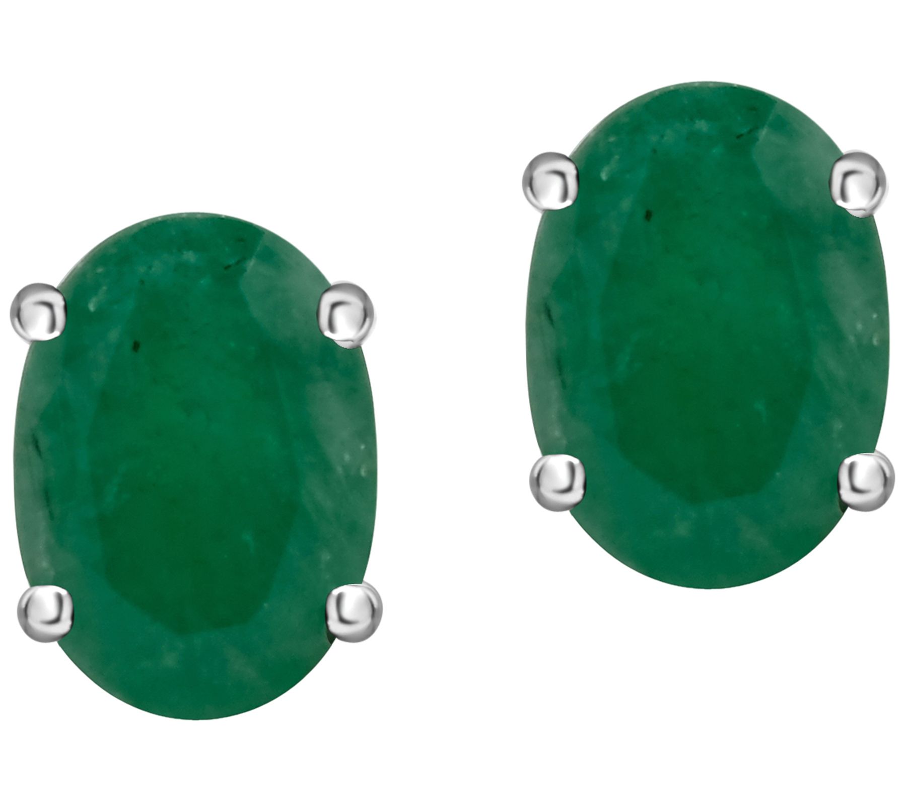 1.40 cttw Oval Emerald Earrings, Sterling Silver - QVC.com