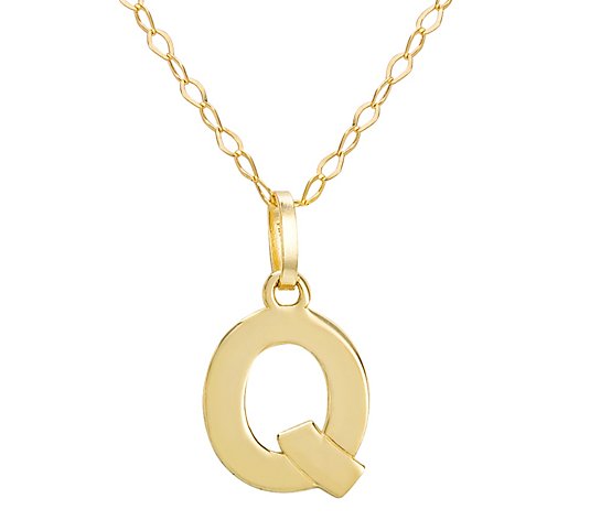 14K Yellow Gold Personalized Initial Pendant with Chain