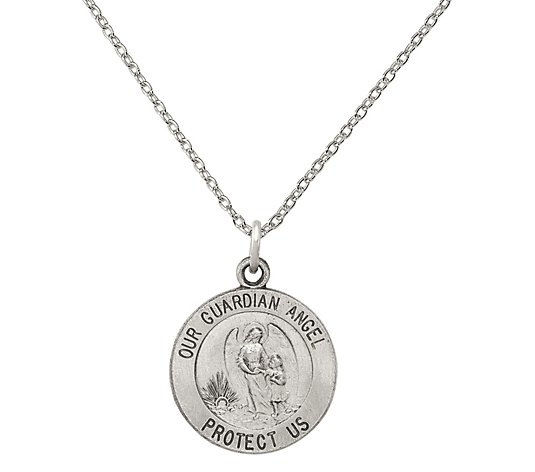 Sterling Silver Guardian Angel Medal with Chain