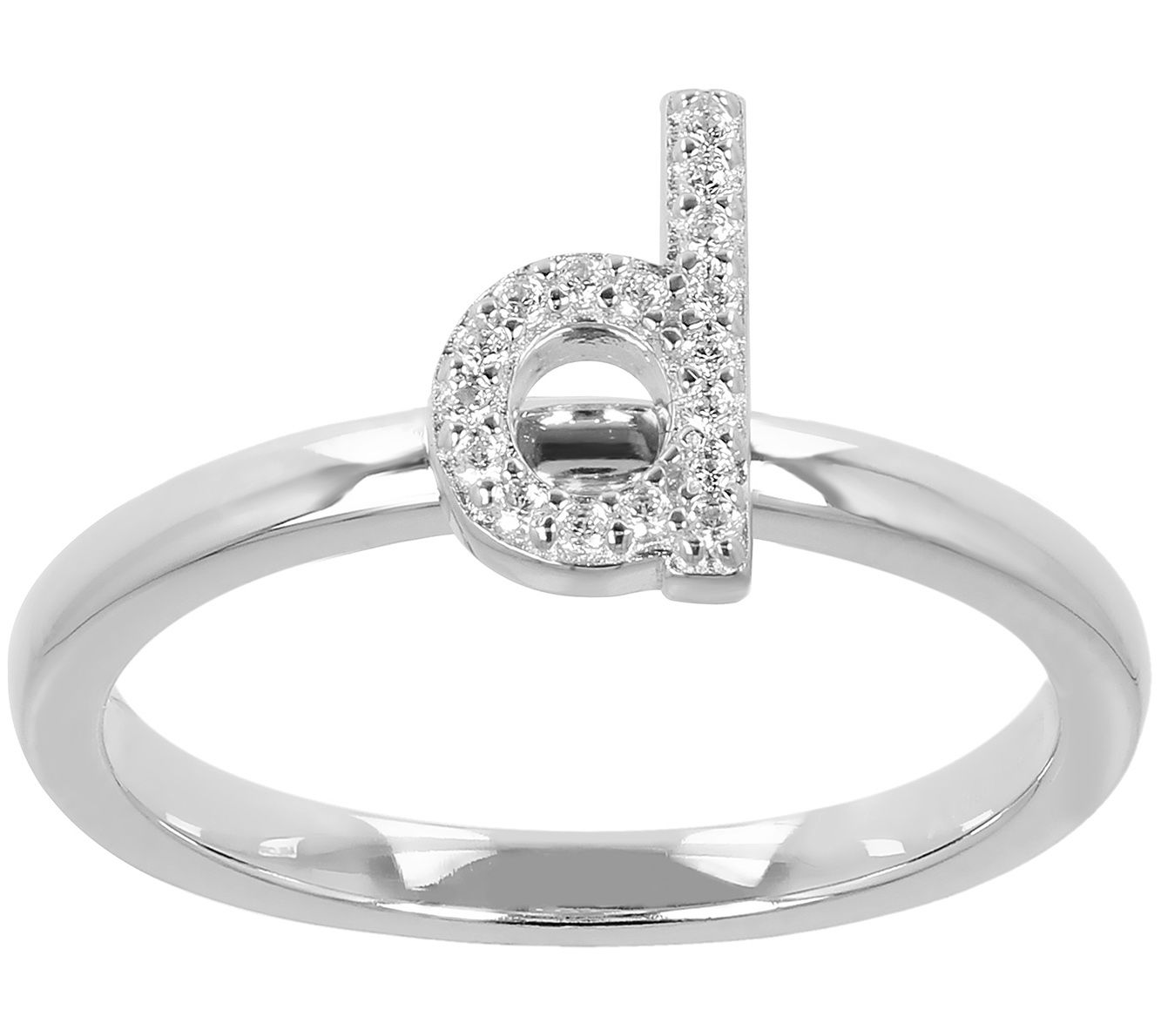 Diamonique Pave Initial Ring, Sterling Silver