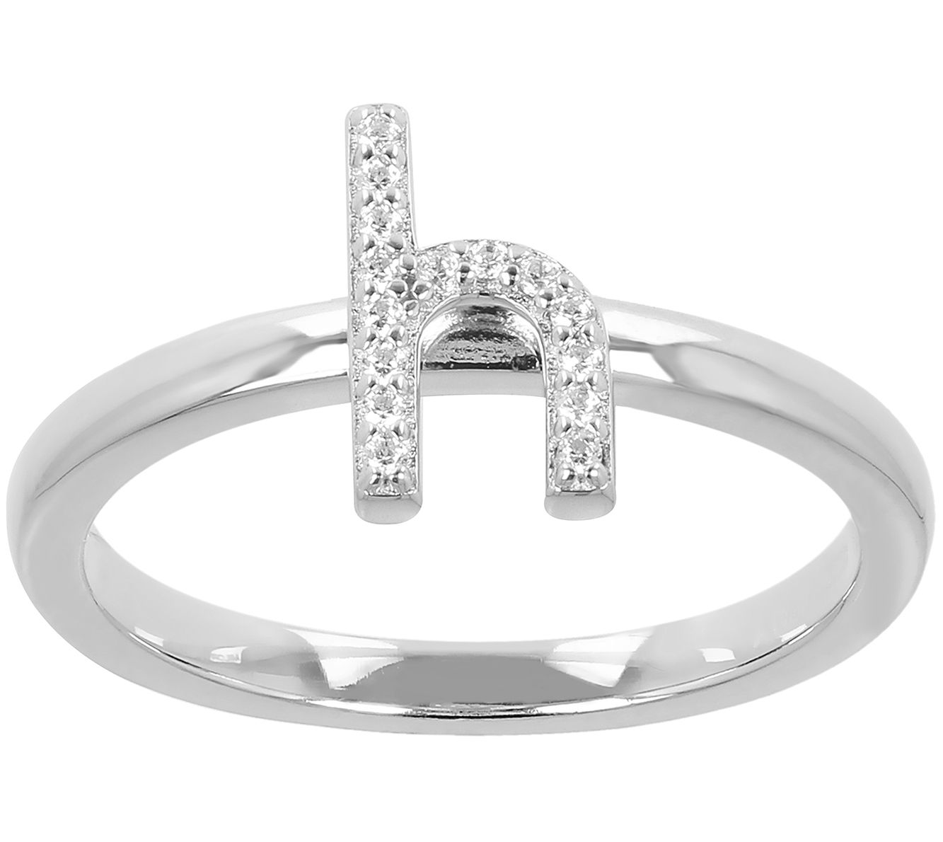 Diamonique Pave Initial Ring, Sterling Silver