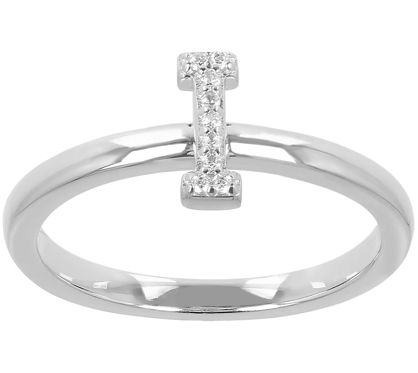 Diamonique Pave Initial Ring, Sterling Silver