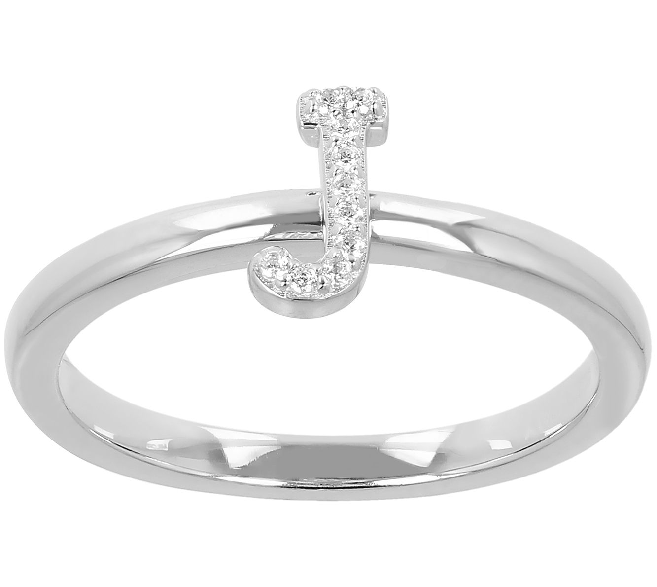 Diamonique Pave Initial Ring, Sterling Silver