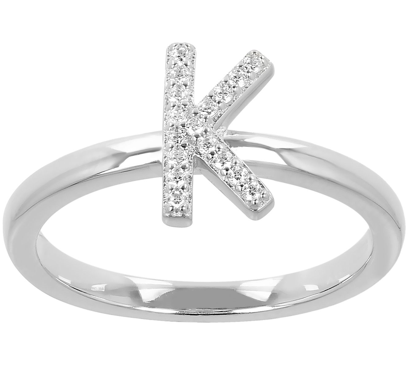 Diamonique Pave Initial Ring, Sterling Silver