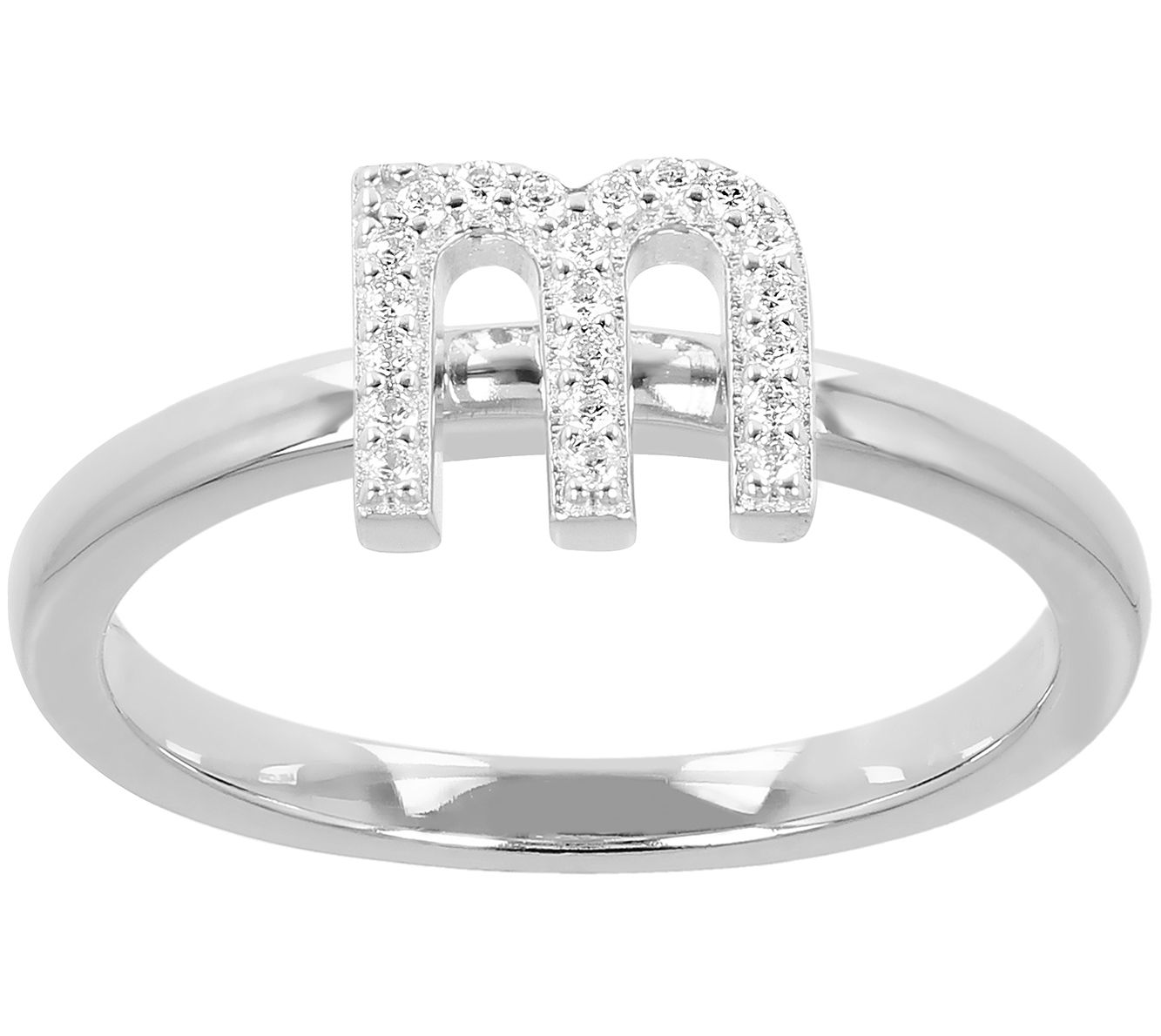 Diamonique Pave Initial Ring, Sterling Silver