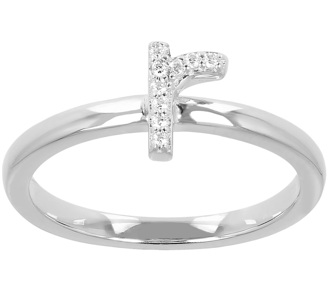 Diamonique Pave Initial Ring, Sterling Silver