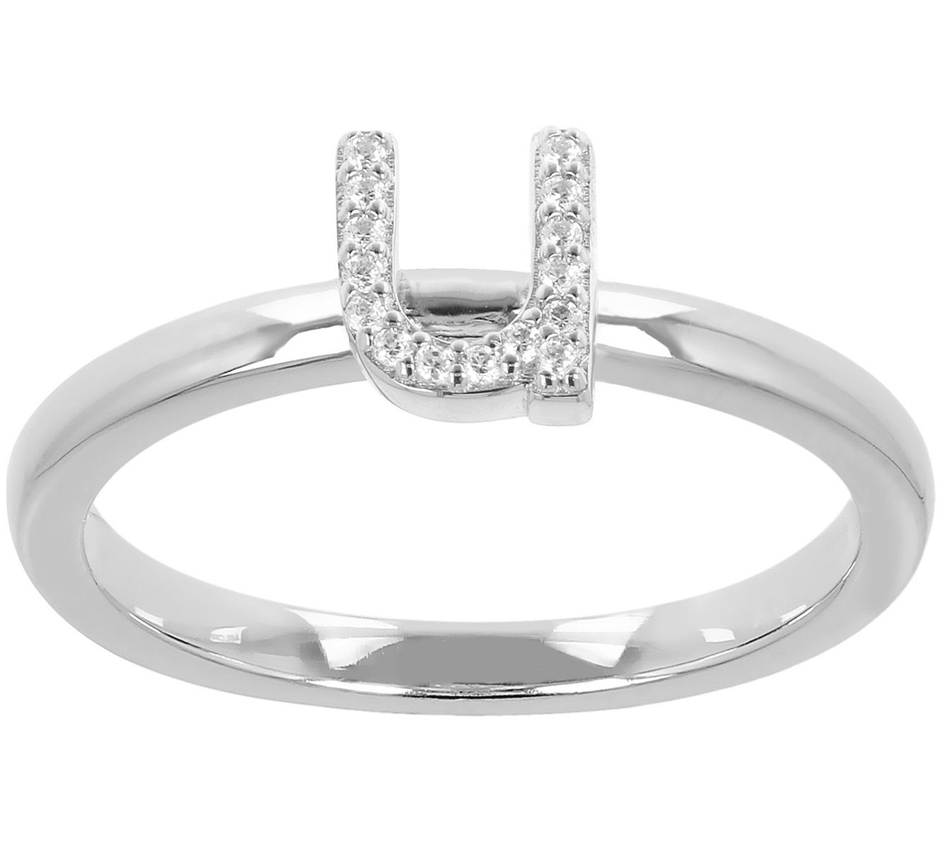 Diamonique Pave Initial Ring, Sterling Silver