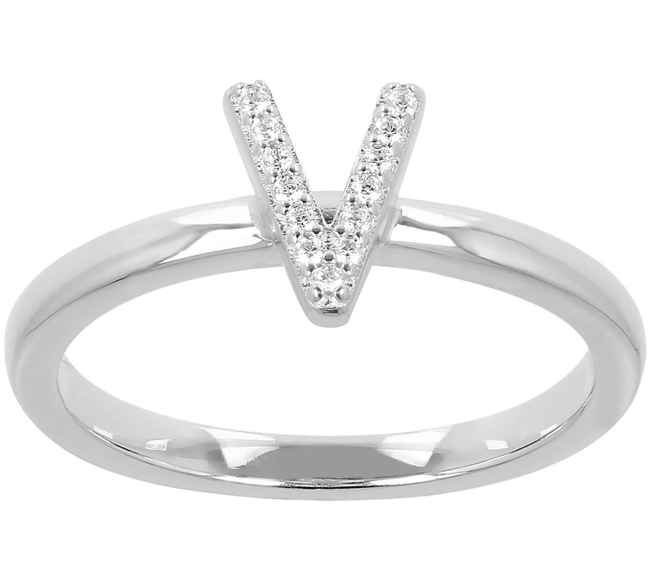 Diamonique Pave Initial Ring, Sterling Silver