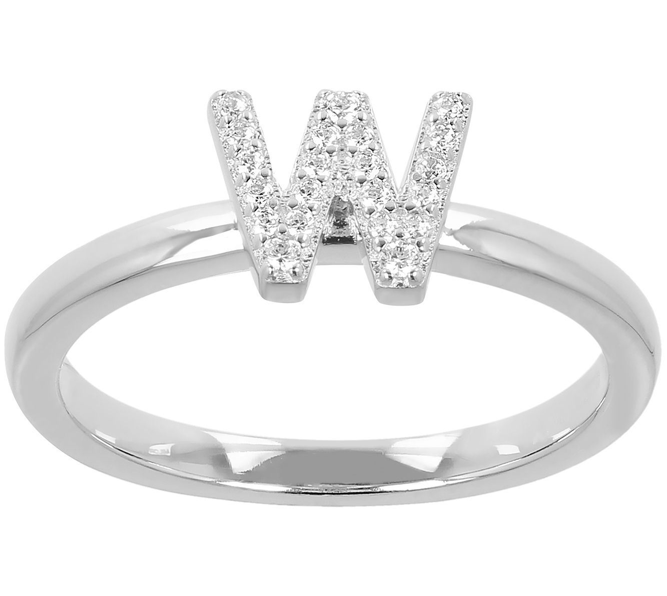Diamonique Pave Initial Ring, Sterling Silver
