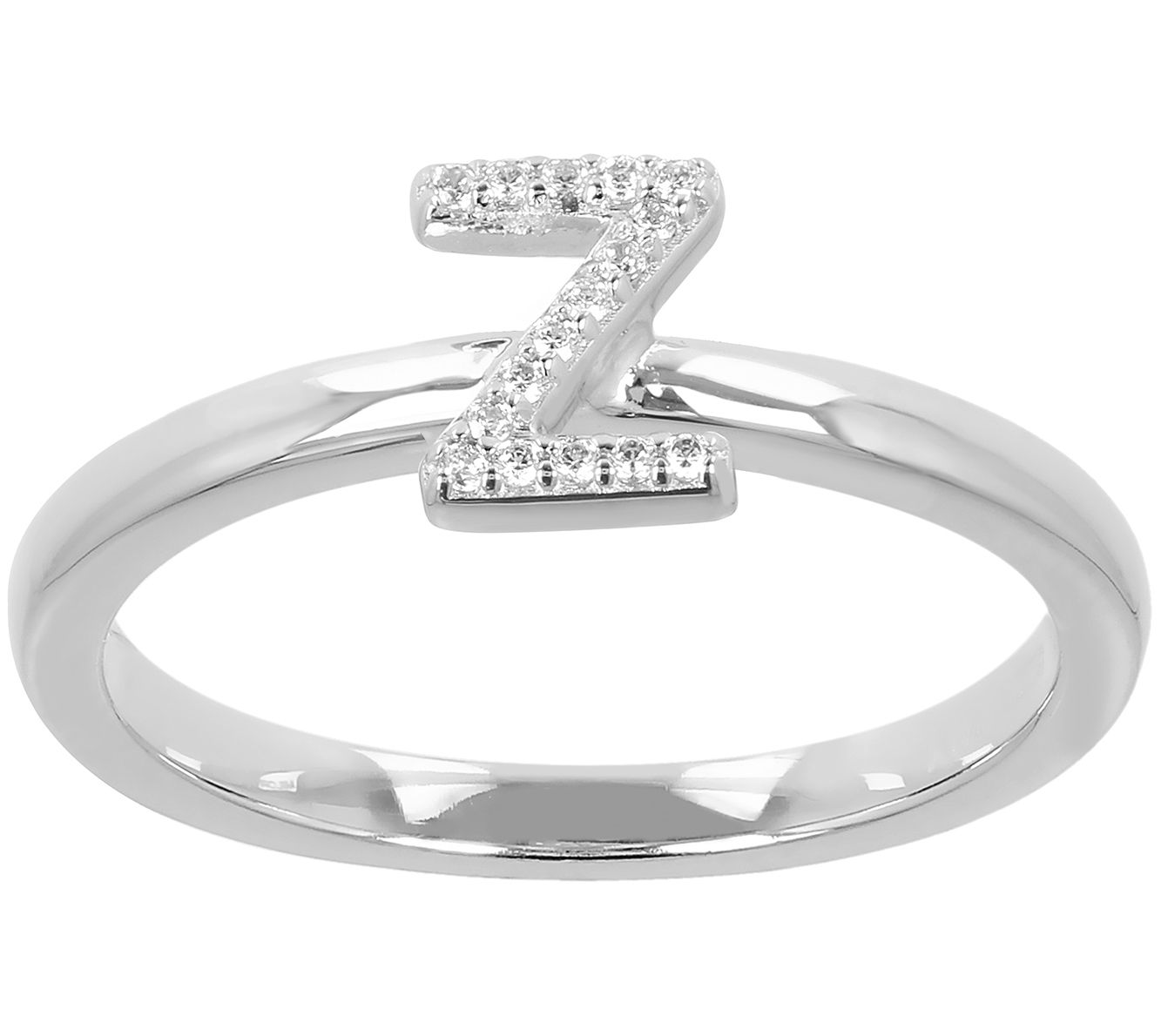 Diamonique Pave Initial Ring, Sterling Silver