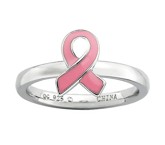 Simply Stacks Sterling Pink Awareness Ribbon Ring