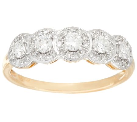 Halo 5-Stone Diamond Band Ring, 14K Gold, 1/2 cttw, by Affinity - Page ...