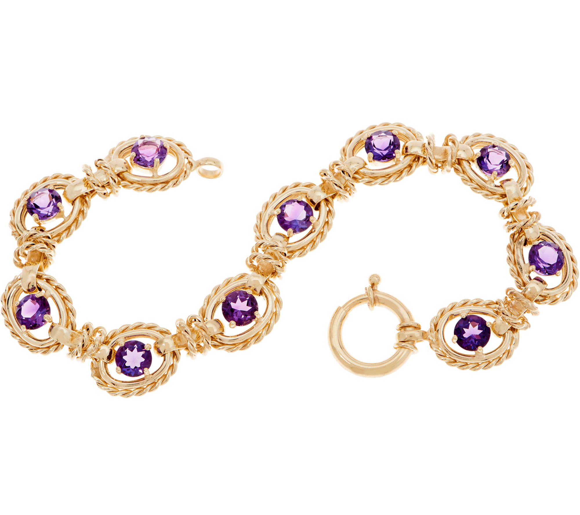 14K Gold 8" Gemstone Bracelet, 11.4g