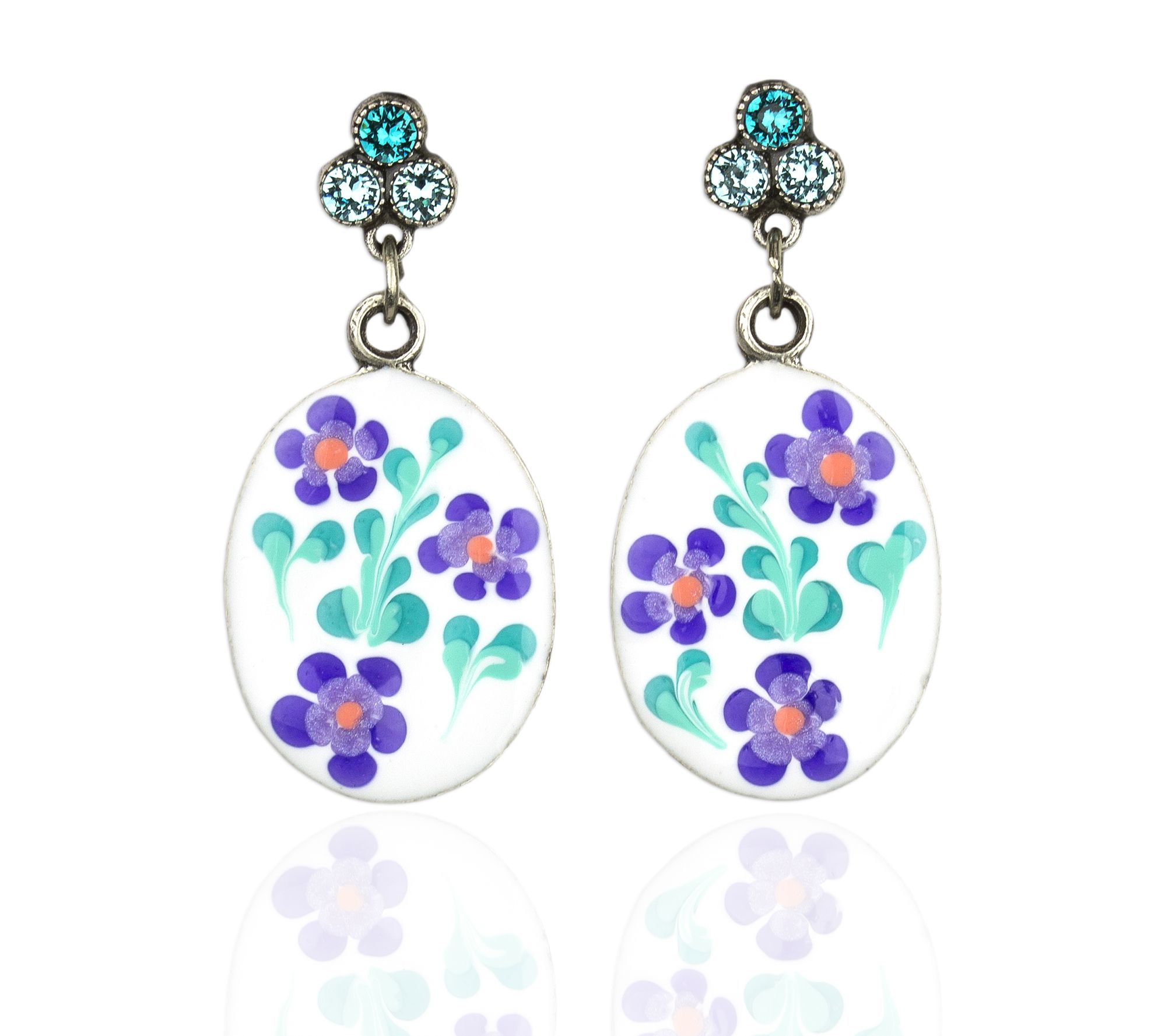 Anne Koplik Purple Floral CrystalEarrings