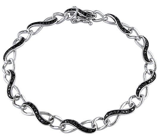 Affinity 0.20 cttw Black Diamond Infinity Bracelet, Sterling