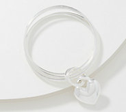UltraFine Silver Heart Charm Multi-Bangle, 18.0 - J372356