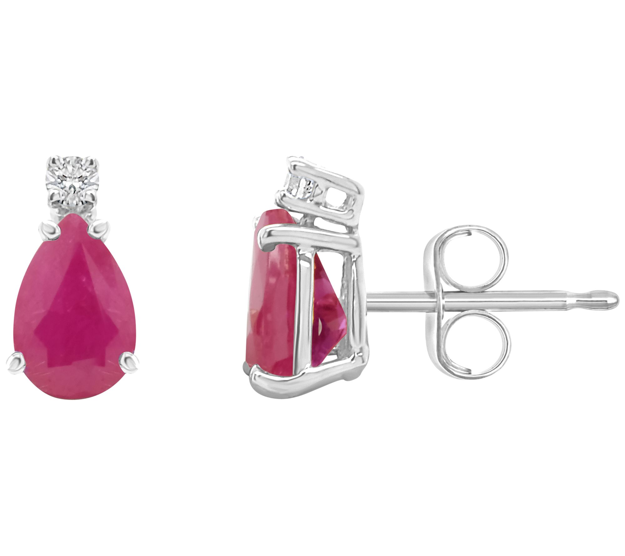 14K Pear-Cut 1.90 cttw Ruby & Diamond Accent Stud Earrings