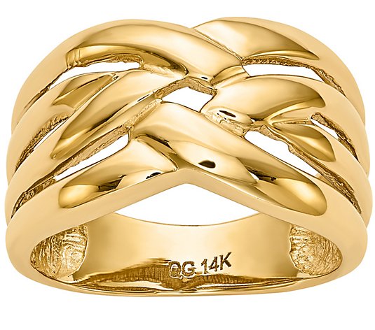 14K Gold Polished Woven Ring