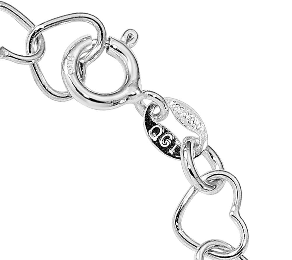 Italian Silver Heart Link Bracelet Sterling, 2.3g