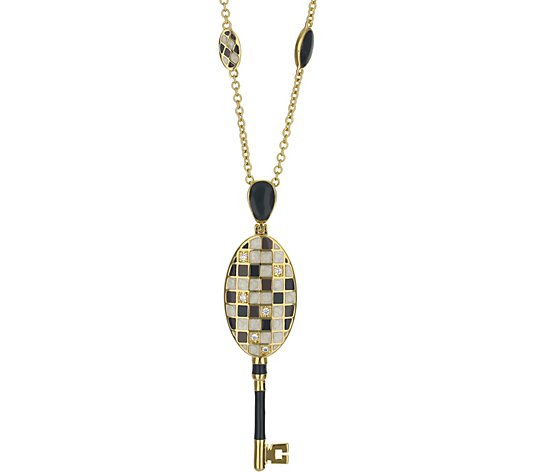 Lauren G Adams Goldtone Mosaic Colored Enamel Pendant Necklace