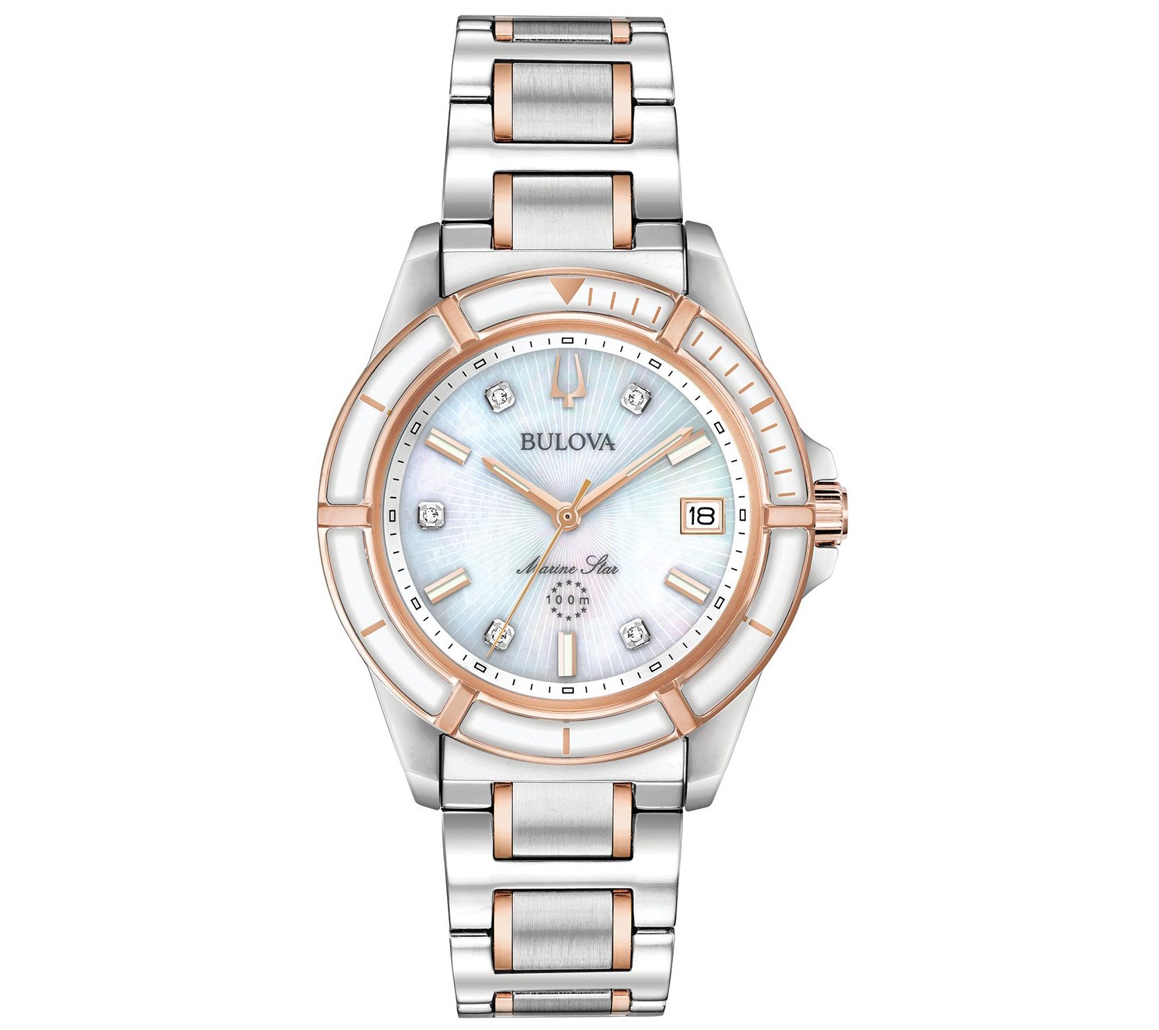 bulova women's two tone diamond watch