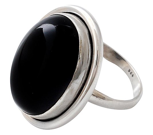 Novica Artisan Crafted Sterling Oval Onyx Ring