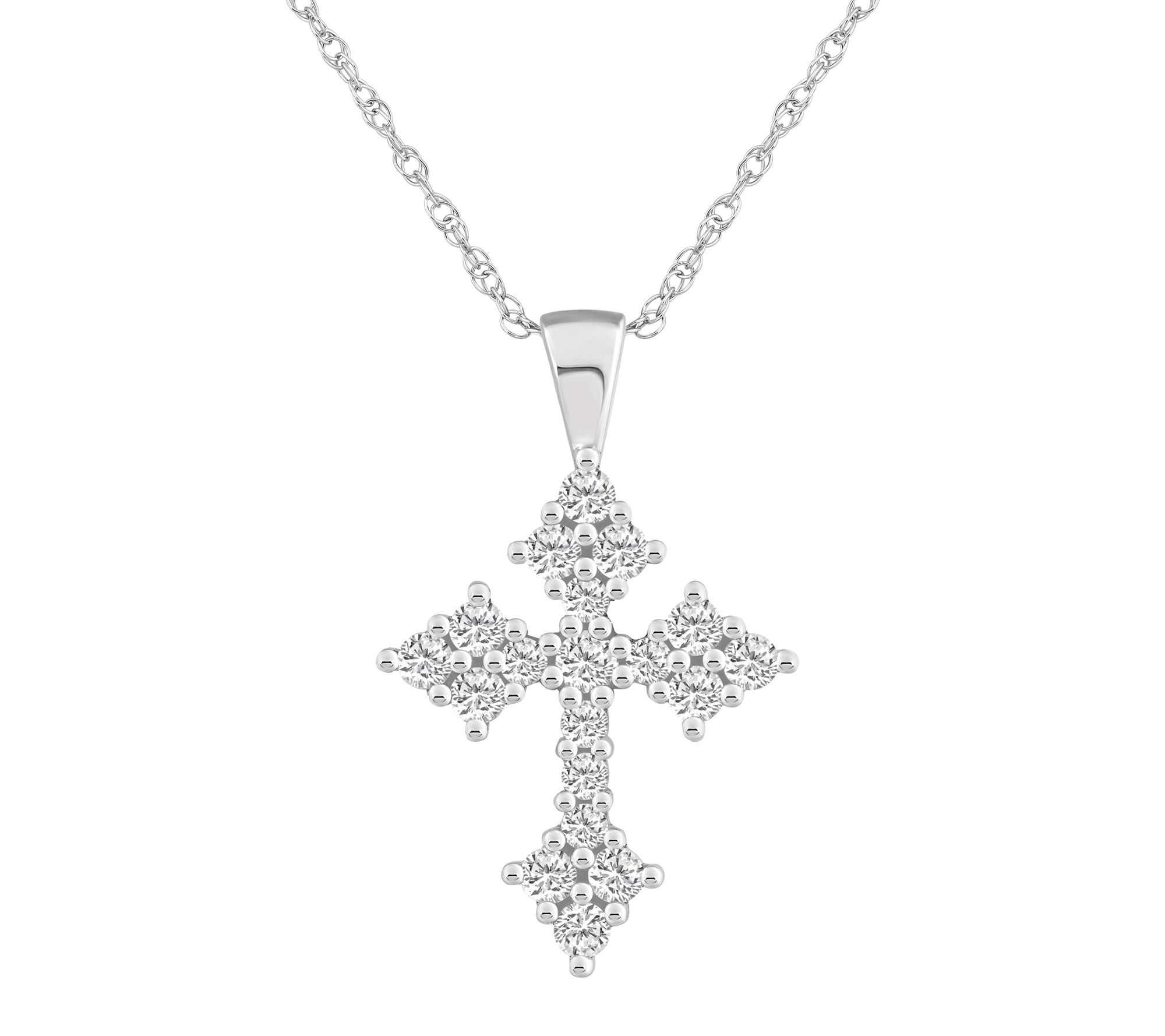 Affinity 1.00 cttw Diamond Cross Pendant w/ Cha in, 14K Gold