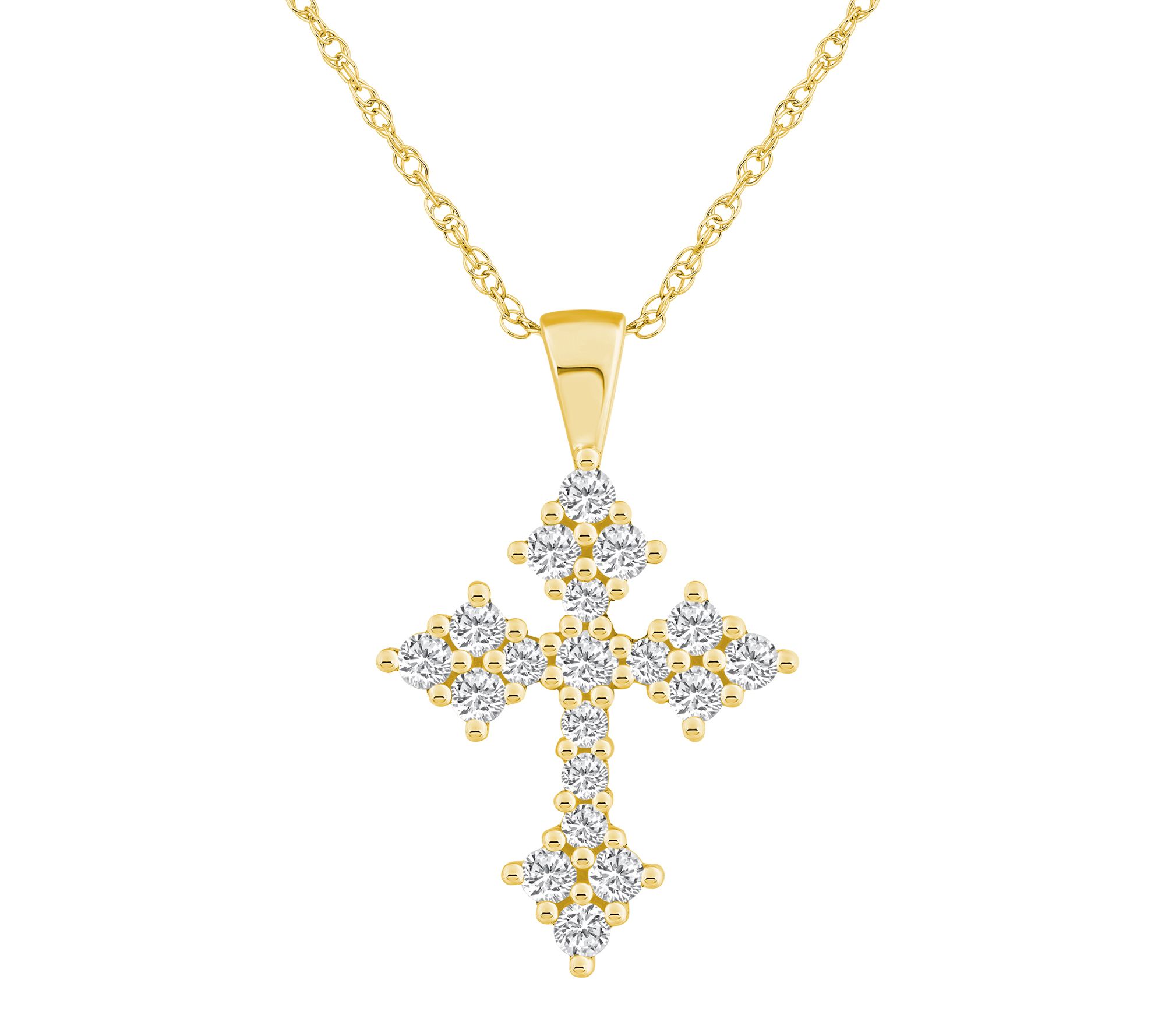 Affinity 1.00 cttw Diamond Cross Pendant w/ Cha in, 14K Gold