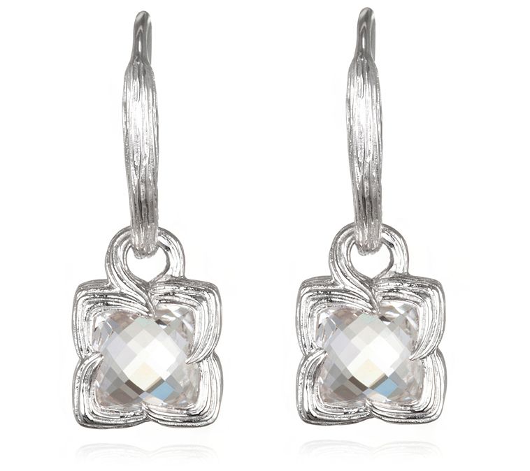 Ariva Sterling Silver White Topaz Drop Earrings
