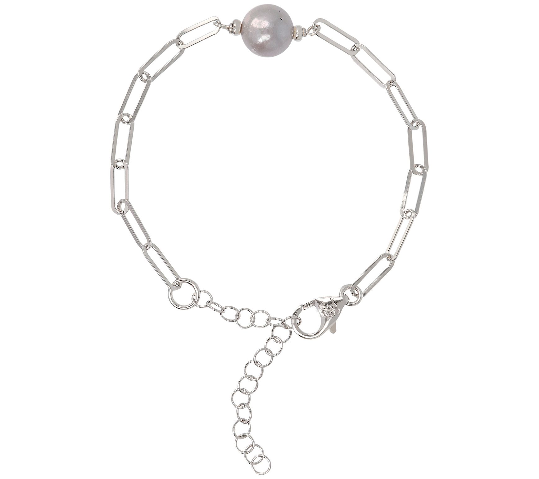 Honora Cultured Pearl Paperclip Link Bracelet, Sterling