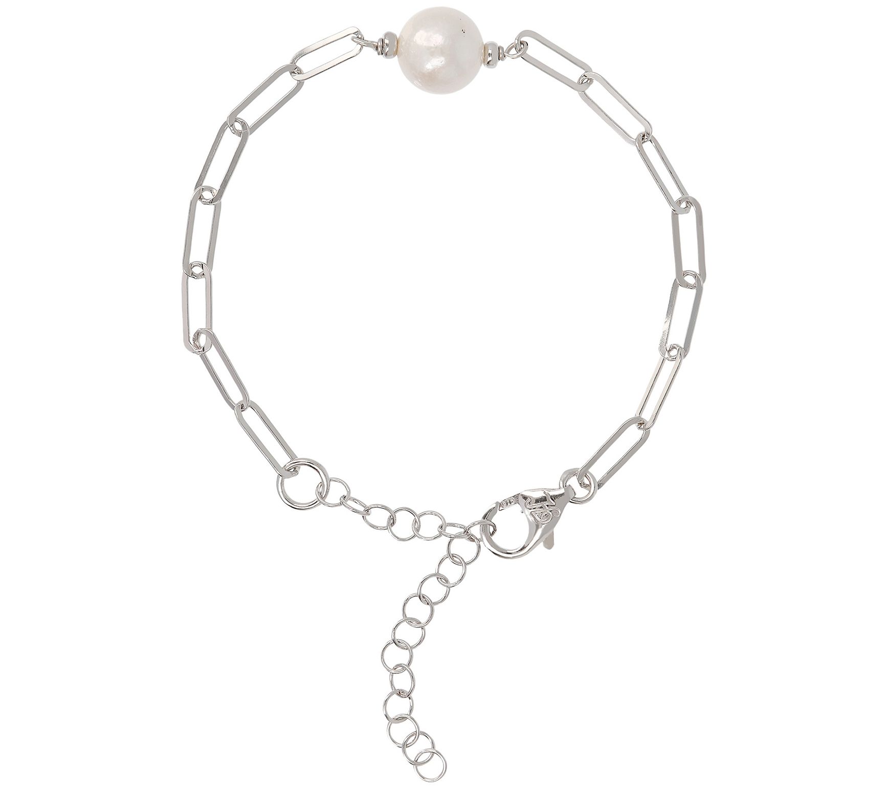 Honora Cultured Pearl Paperclip Link Bracelet, Sterling