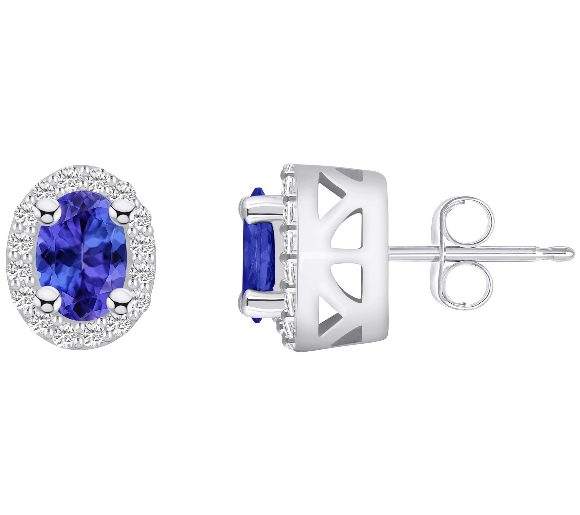 Affinity Gems 14K 0.90 cttw Tanzanite & DiamondOval Studs