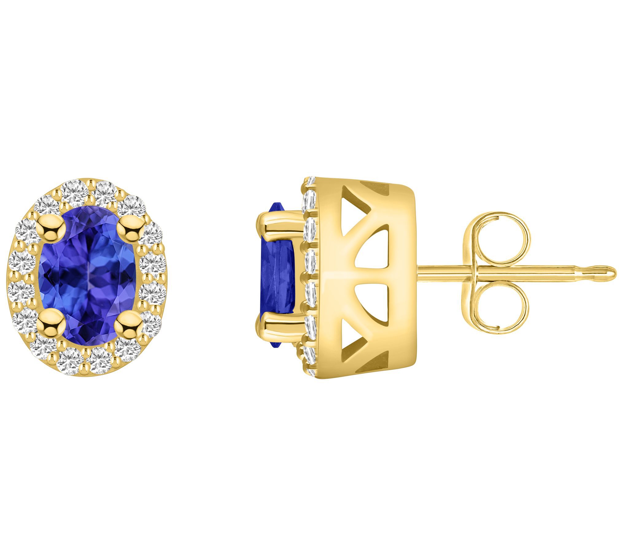 Affinity Gems 14K 0.90 cttw Tanzanite & DiamondOval Studs