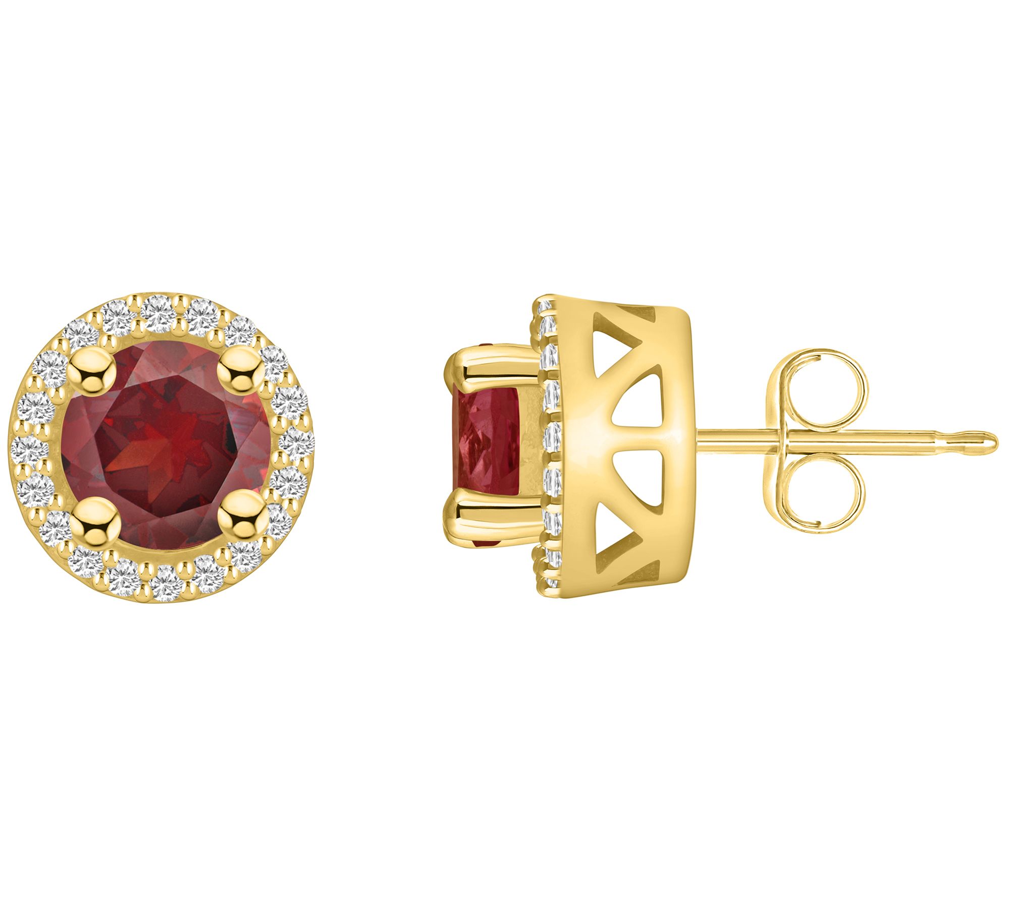 Affinity 14K Yellow Gold Gemstone 0.25 cttw Diamond Halo Studs