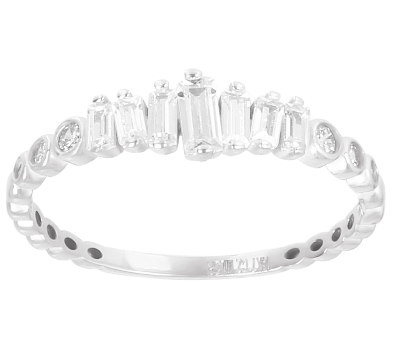 Diamonique 0.25 cttw Baguette Cut Band Ring, 14 K Gold
