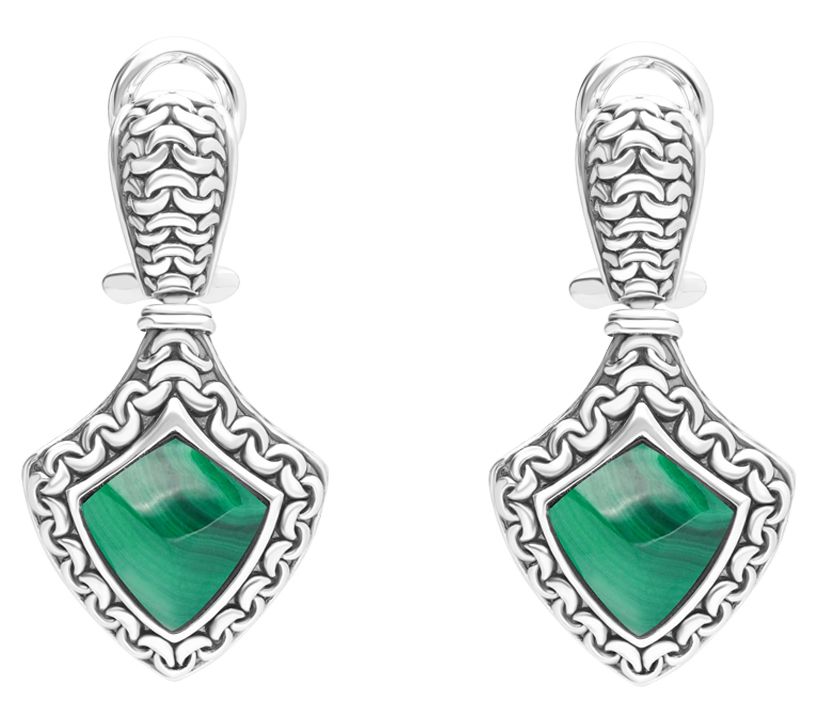 Tiffany Kay Studio Sterling Silver Malachite Shield Earrings