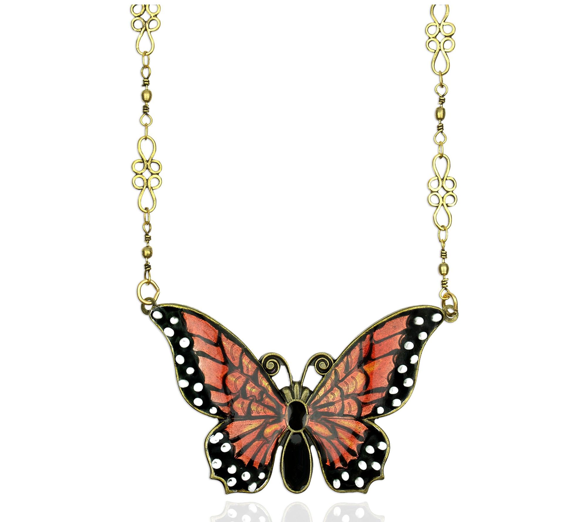 Anne Koplik Enamel Monarch Butterfly Statem entNecklace