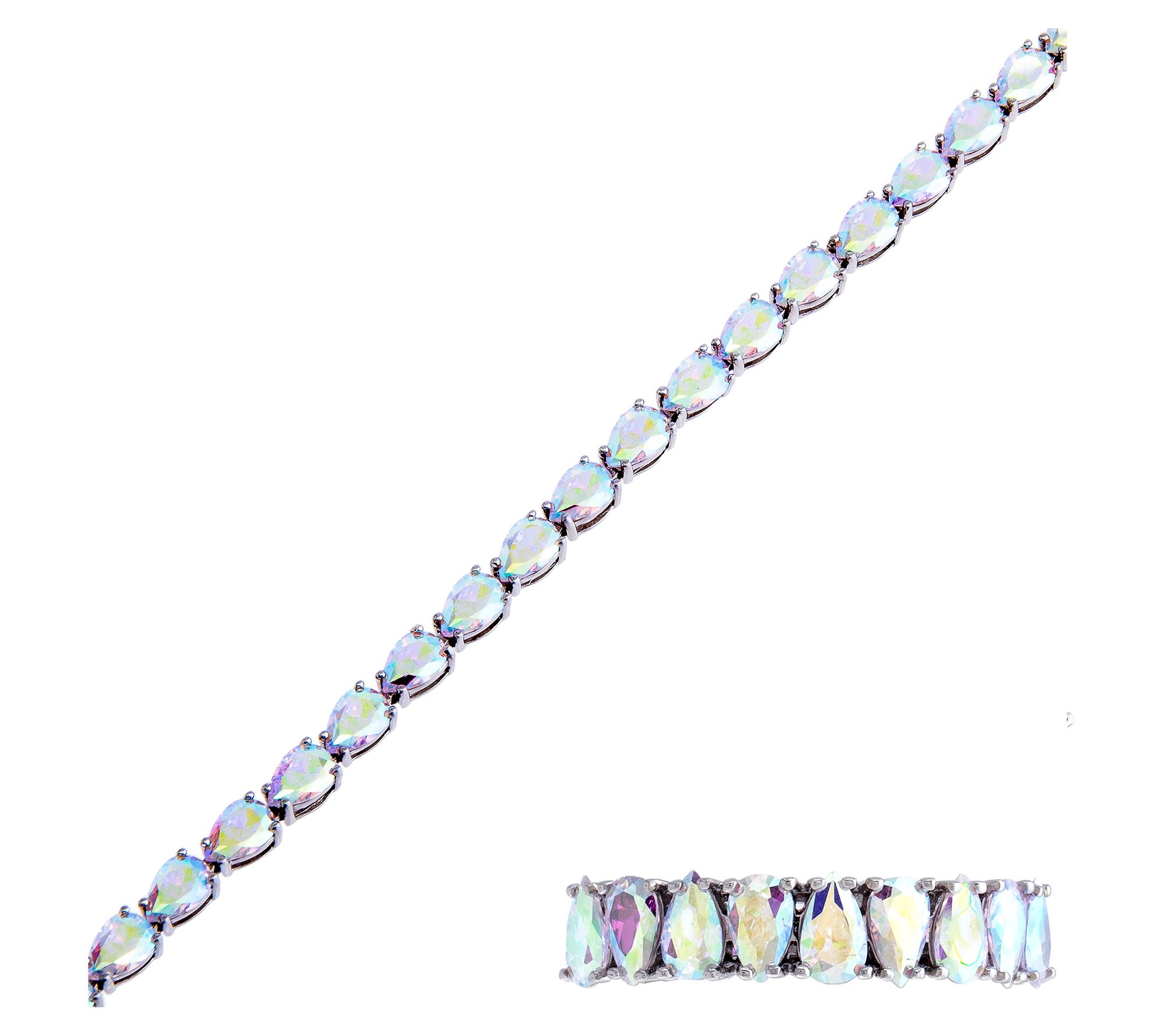 Diamonique 24 15 Cttw Bracelet Ring Set Sterling Silver QVC Com   J420556.003