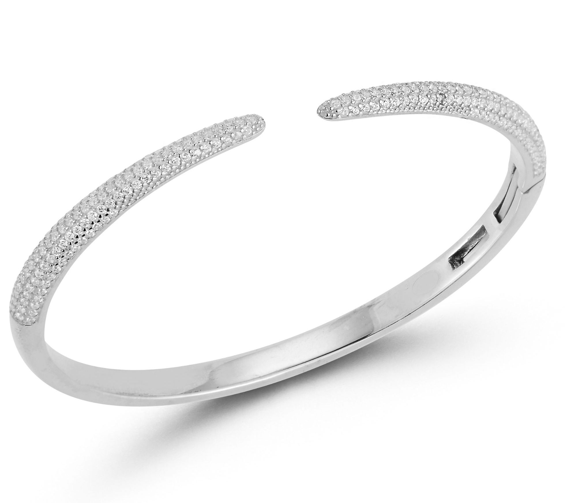 Sterlina Silver Pave Hinged Bangle, Sterling