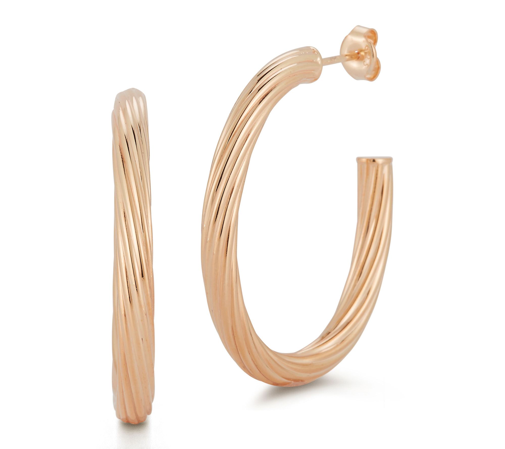 Sterlina Silver 1-1/4" Oval Twist Hoops, Sterling
